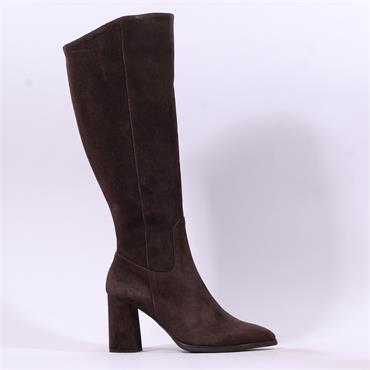 Wonders Aurora High Block Heel Knee High - Brown Suede
